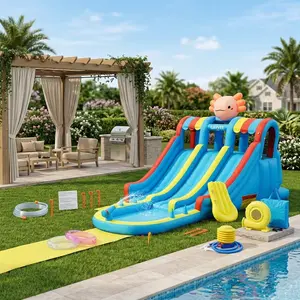 Inflatable Bouncy Castle Water Park for Kids – Large Pool, Dual Slides, Climbing Walls, Durable Oxford, Outdoor & Indoor Playhouse – Garden Playground