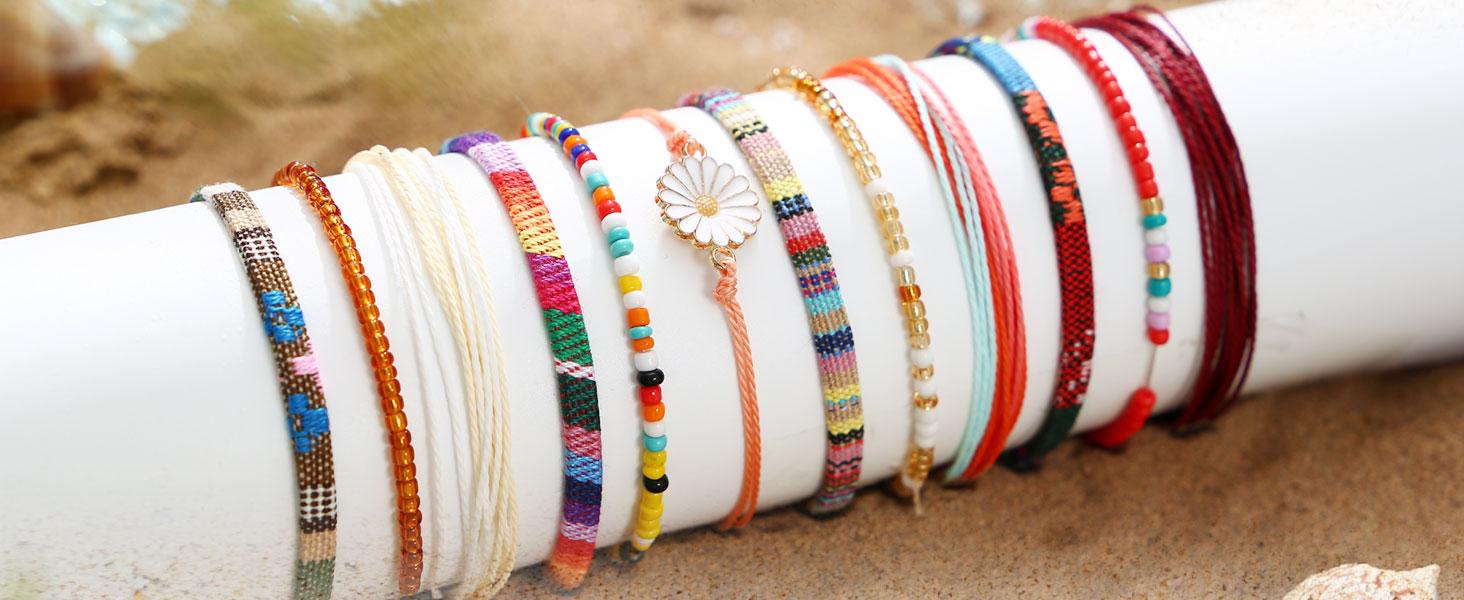 LOLIAS 24Pcs Waterproof String Bracelets for Women Surfer Wave Boho Bracelet Adjustable Handmade Friendship Bracelet String Ocean Beach Boho Bracelets Anklets for Women LOLIAS 24Pcs Waterproof String Bracelets for Women Surfer Wave Boho Bracelet Adjustable Handmade Friendship Bracelet String Ocean Beach Boho Bracelets Anklets for Women