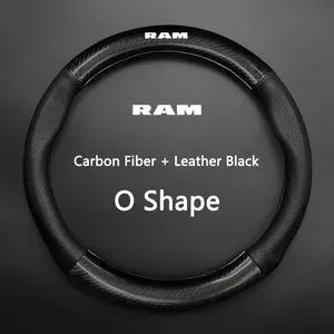 Breathable Nappa Leather Anti-Slip Steering Wheel Cover, Protection Case for Dodge RAM Srt Dart Challenger 1500 Charger, Car Accessories