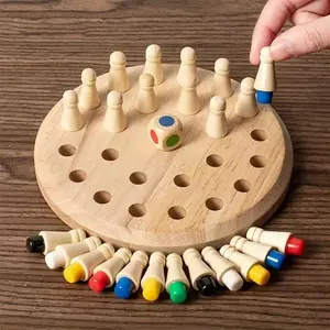Wooden Memory Matching Chess Puzzle Game - 17cm Diameter, 4cm Height Round Board with 36 Pieces, Learning Family Fun Educational Brain Training Game, Ideal for Children Development Holiday & Birthday Gifts