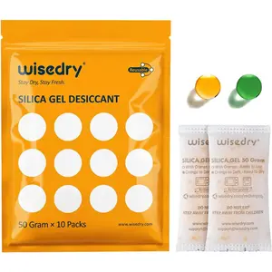 50 Gram [10 Packs] Silica Gel Packets, Microwave Fast Reactivate Desiccant Packs with Indicating Beads, Reusable Silica Packets for 3D Filament, Drawers, Electronics, Valuables & Safes