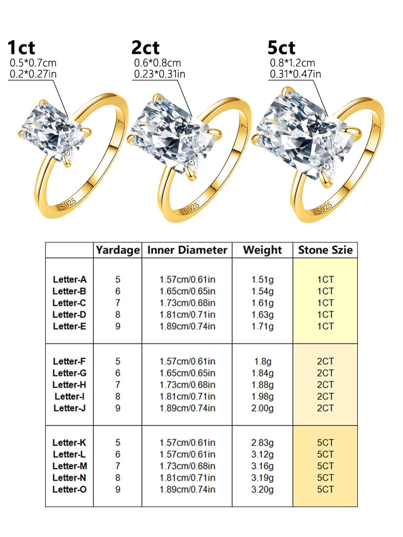 S925 Sterling Silver Fashion Rectangle Shape Zircon Ring, Eternal Promise Engagement Wedding Ring, Ladies Fine Jewelry Anniversary Dating Gift with Rose Gift Box, Valentine's Day, Gift for Her