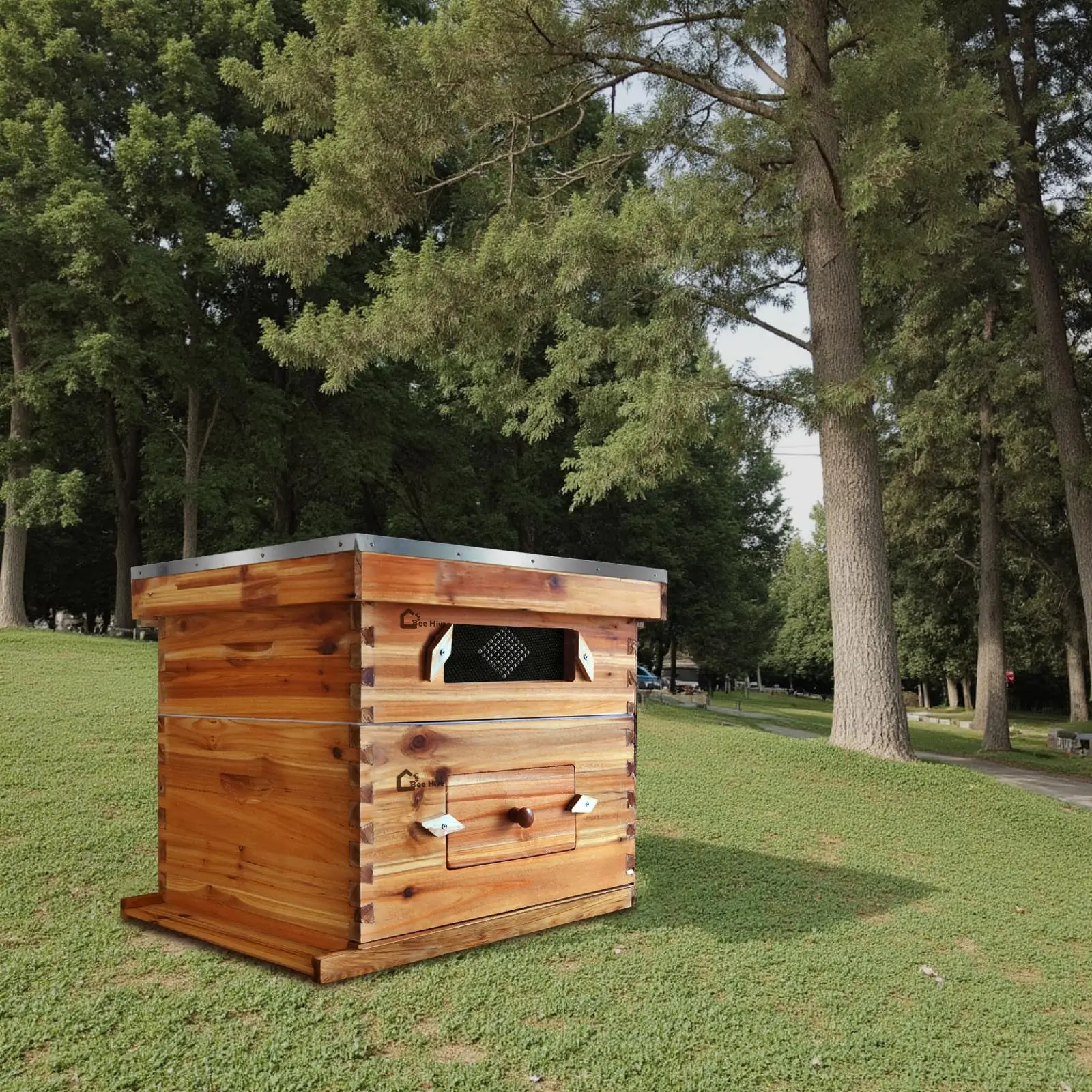 10-Frame Langstroth Beehive Starter Kit, Beeswax Coated Cedar Wood Beekeeping Box with Dovetail Joints, Includes 1 Deep Brood Box & 1 Medium Super Complete with Frames and Waxed Foundations, Perfect for New & Professional Beekeepers