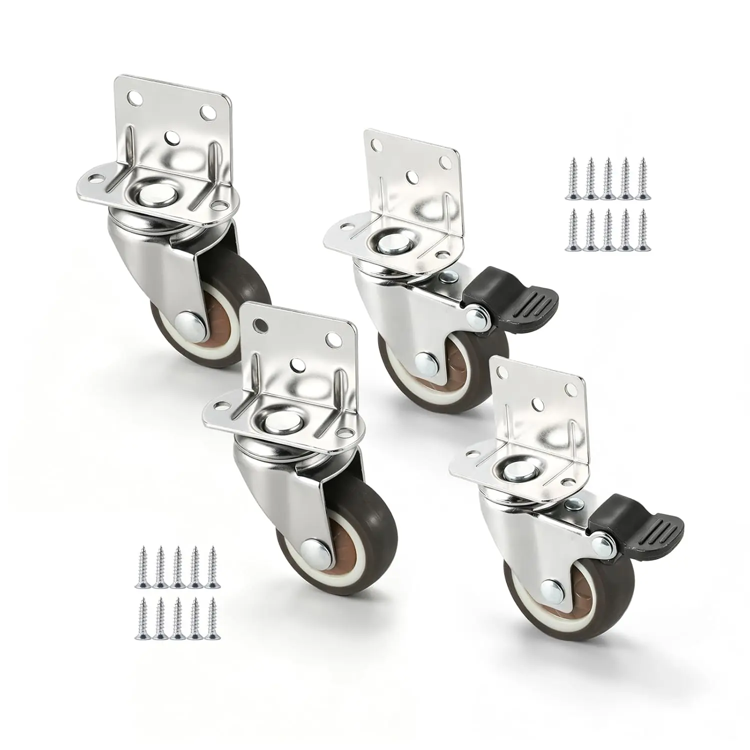 1.25 Inch Side Mount Swivel Caster Wheels Small L-Shaped Plate Rubber Castors 4 count 360  Moving Locking Rollers Load 150Lbs Suit for DIY  Furniture Planters 's Beds Table