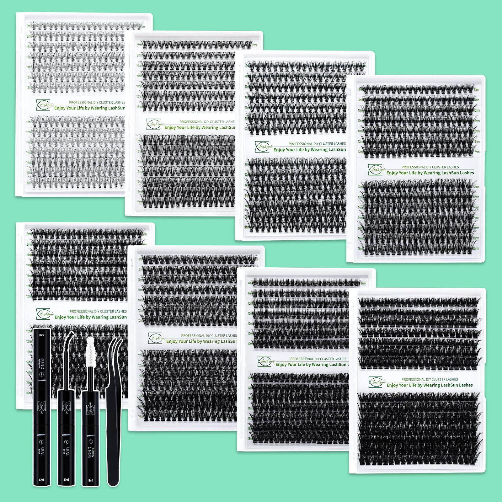 Mixed Length Individual Lash Clusters False Eyelashes Kit, D Curl Lashes with Bond & Seal, Eye Makeup Enhancement Tool for Women, Cosmetic