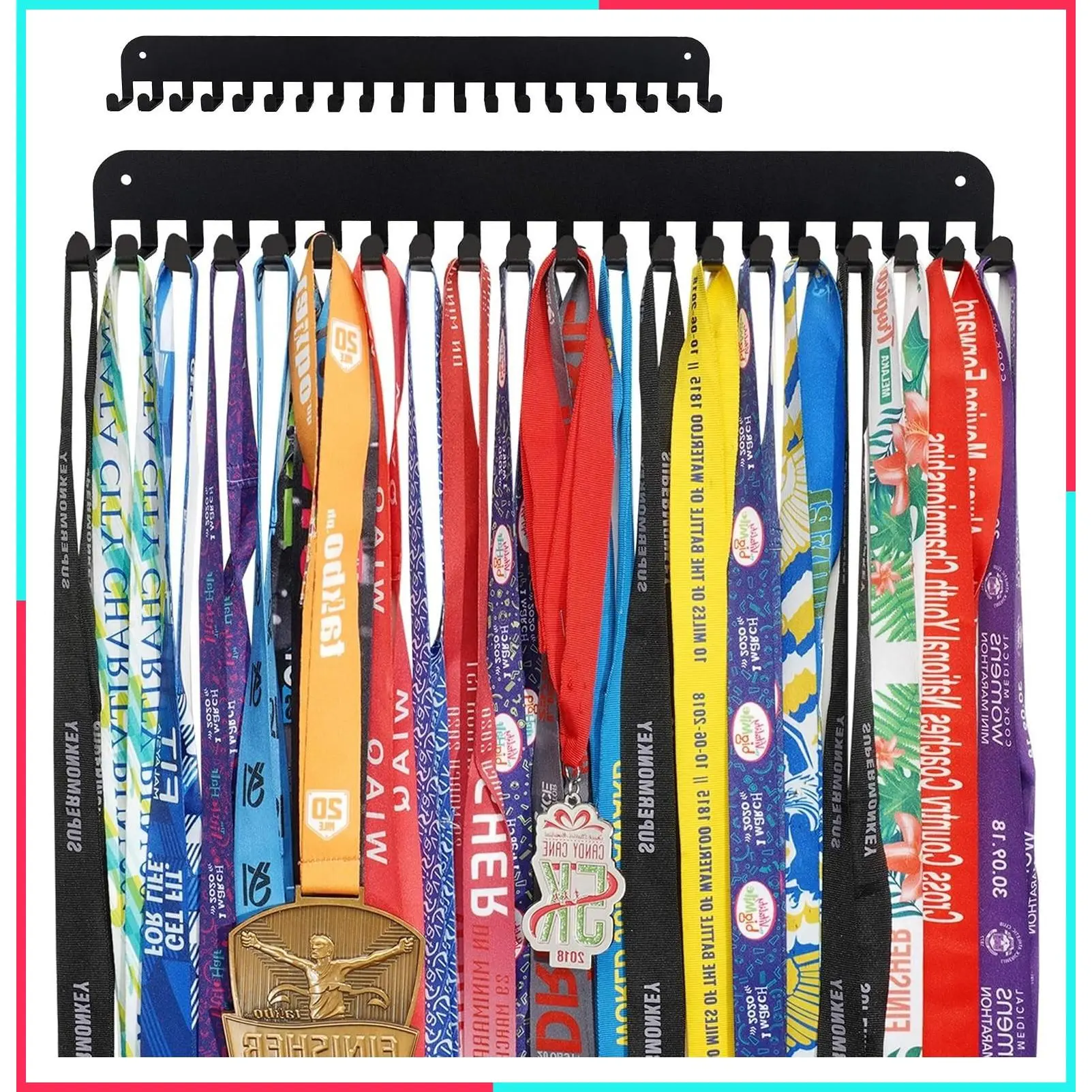 Sturdy Wall Mount Medal Holder Display Hanger Trophy Shelf - Easy to Install for Gymnastics, Soccer, Running, Wrestling, Football, Basketball