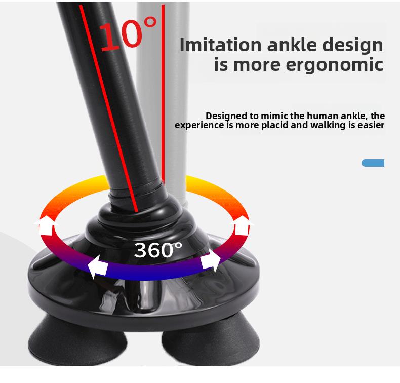 Four-legged aluminum alloy cane for the elderly, cross-border retractable lightweight universal walking aid