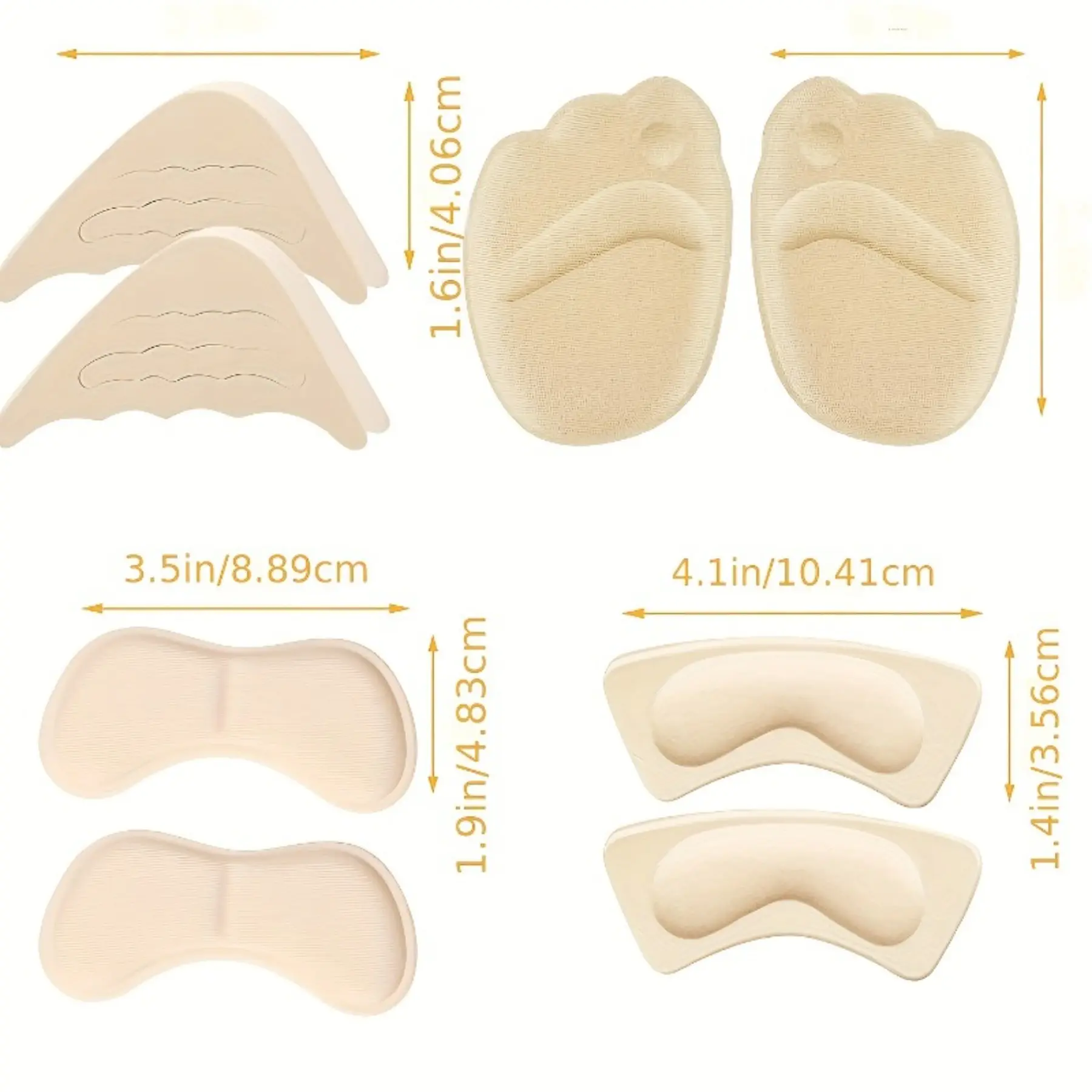 10 Pairs Adjustable Heel Pads for Shoes and Toe Pads, Non-Slip Forefoot and Heel Pads for High Heels, and Ergonomic Insoles for Women