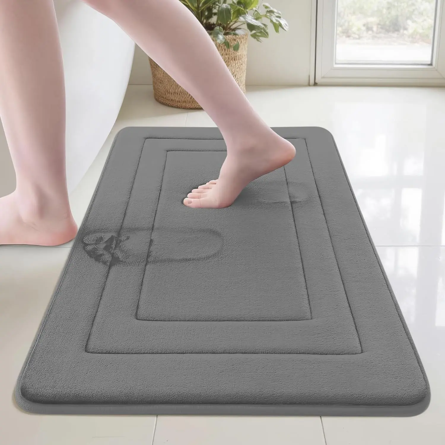 Thick Memory Foam Bath Mat, Soft Bathroom Mat and Drying Doormat, Kitchen Rug, Soft Absorbent Non-Slip Waterproof Pad, Water Absorbent Bathmat