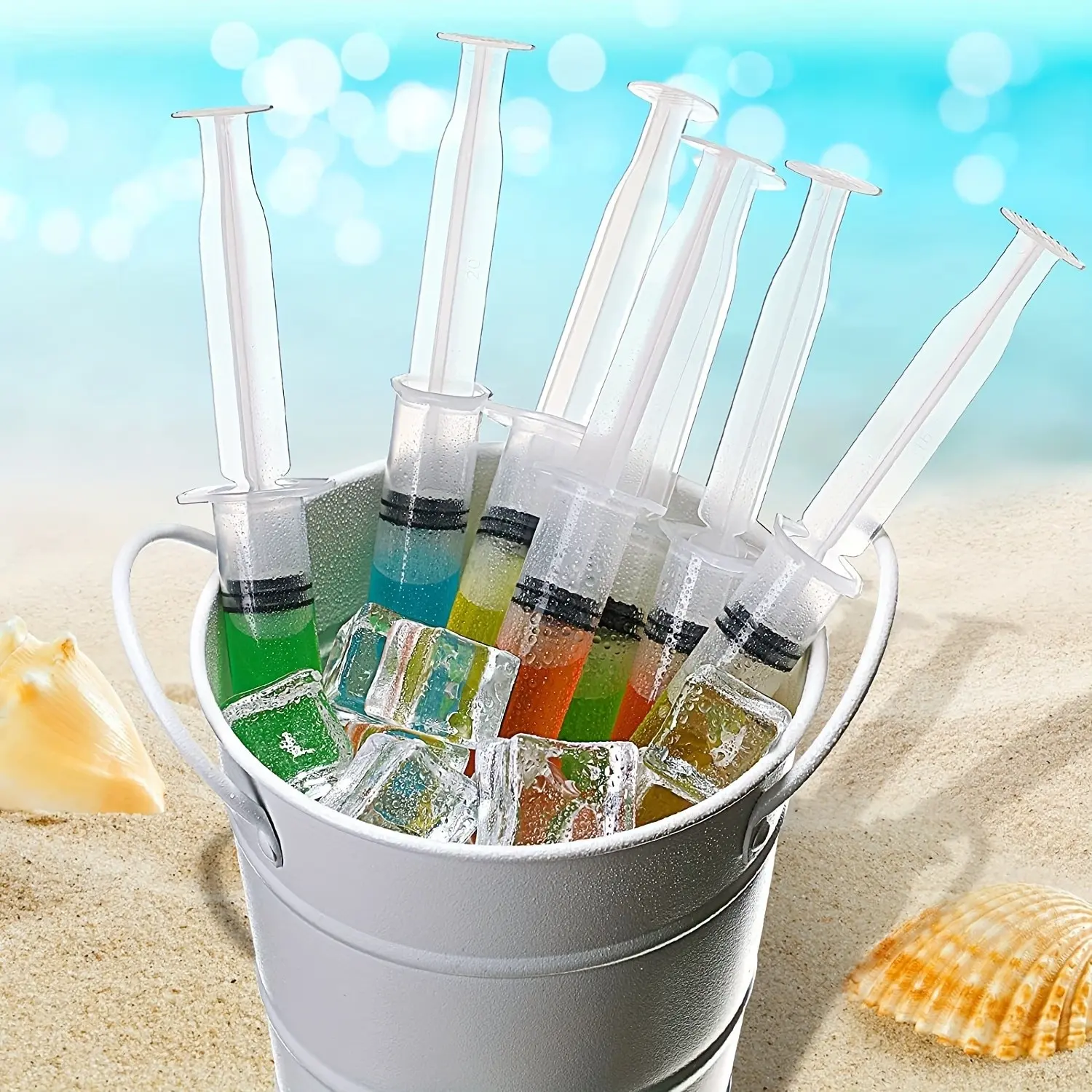 Set of 6 Jelly Syringes, Reusable 60ML BPA-Free, No Scale, with Lid, Ideal for Summer Parties, Halloween, Christmas
