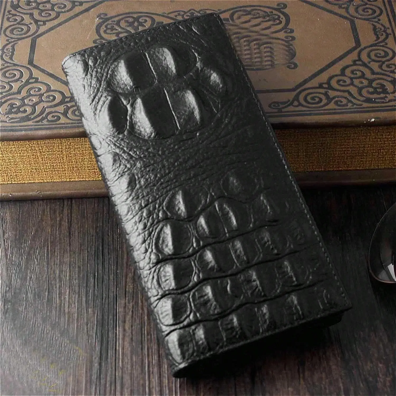 Men's Skin Style Leather Billfold Long Wallet Purse With Card Slots
