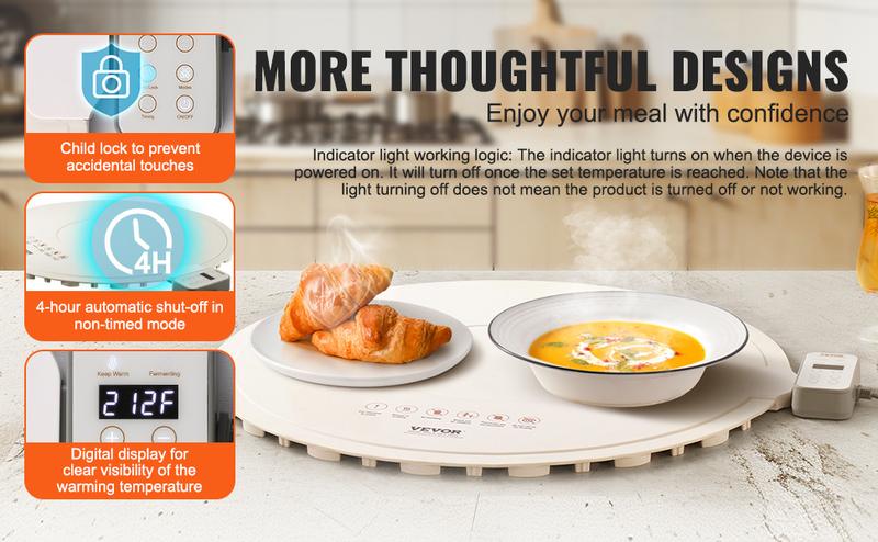 Electric Food Warming Mat Rollable Silicone Warming Tray, 4 Adjustable Temperature Settings With Auto Shut-Off Child Lock, Perfect For Catering And Party Tableware Use