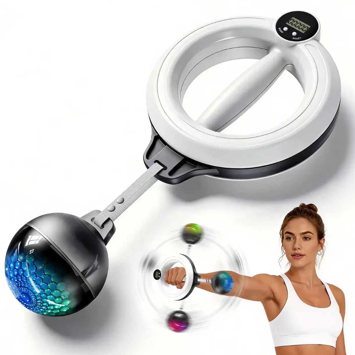 Grip Strengthener for Men and Women,360° Rotating Wrist & Forearm Trainer,Upper Body Strength Tool for Arms Shoulders & Chest,Portable Home & Gym Fitness Equipment,Chest & Arm Trainer Hip Thrust Machine Lifting Straps Dumbbells Adjustable Dumbbells Waist