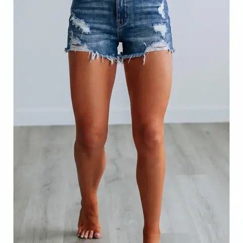 Women's Deep Blue, Slim Fit Elastic Casual Fashionable Shorts, Simple Versatile Plain Shorts for All Seasons, Casual Fitted Shorts, Bottoms #GLOBAL PICKS