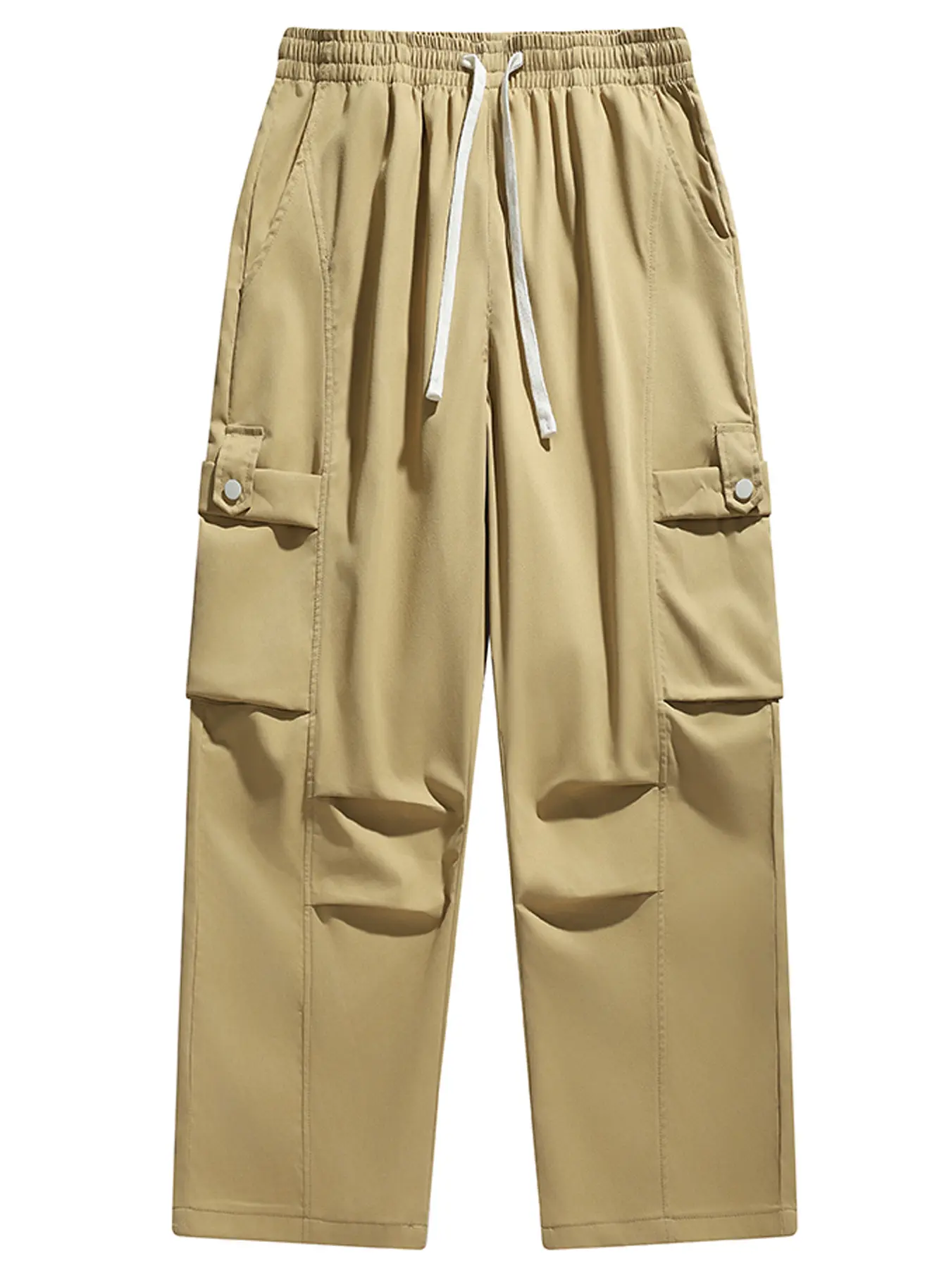 Men's High Street Style Loose Cargo Pants, Wide Leg Trousers with Large Side Pockets, Casual All-Season Long Pants