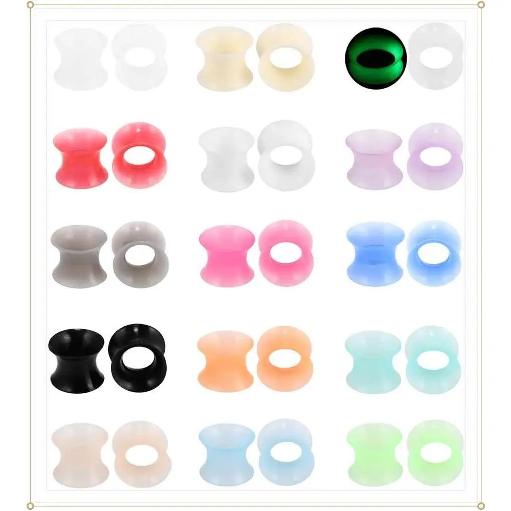 30Pcs Silicone Ear Gauges Flexible Ear Tunnels Plugs Stretchers Expander Double Flared Flesh Ear Piercing Jewelry for Women MenGift