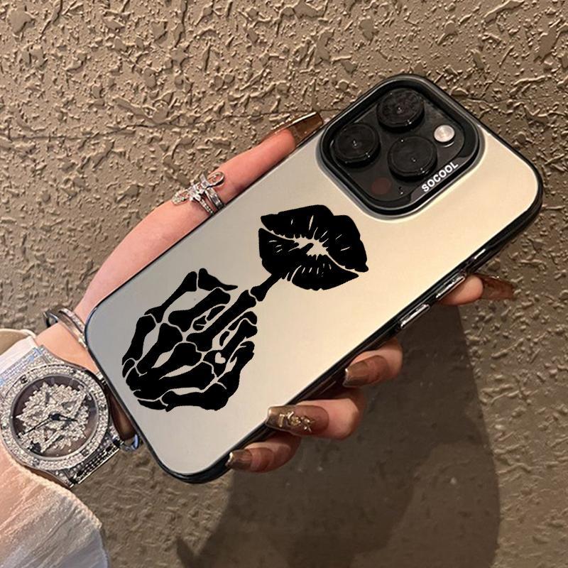 Compatible with iPhone 17 Pro Max 16 Plus 15 14 13 12 11 Air E Skull Hand Lip Tattoo Durable shockproof Anti-Scratch PC Protective Case