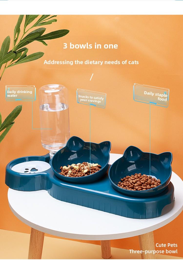 Tilted Cat Dog Double Bowls Neck Protection Anti-Spill Food Water Feeder Anti-Slip Cat Bowl for Cats Dogs Rechargeable Livestock Prod with Flexible Shaft pet stuff pepper spray dog bugs detector reverse slow feeder shaped harness silicone raised food bowl