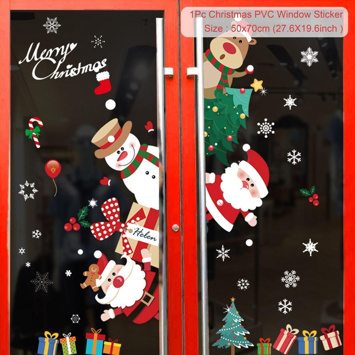 Christmas Window Sticker Merry Christmas Decorations For Home 2024 Cristmas Ornament Xmas Navidad Natal Gifts New Year 2025