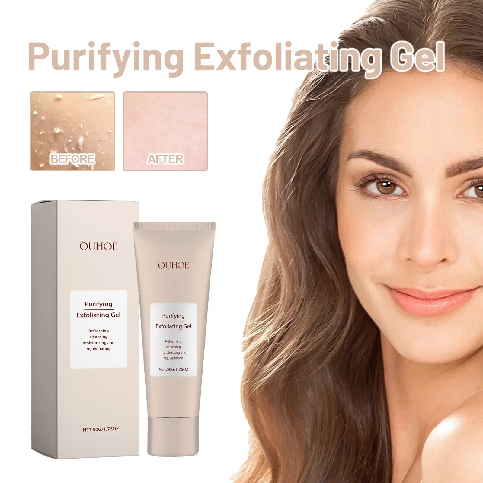 OUHOE Purifying Exfoliating Gel, Skin Mildly Tender Skin Cutin Clean Pores Blackhead Gel