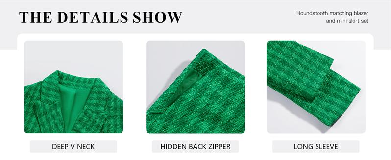 Danedvi Womens Cropped Tweed Blazer Sets 2 Piece Outfits and Mini Skirt Sets Business Casual Suits