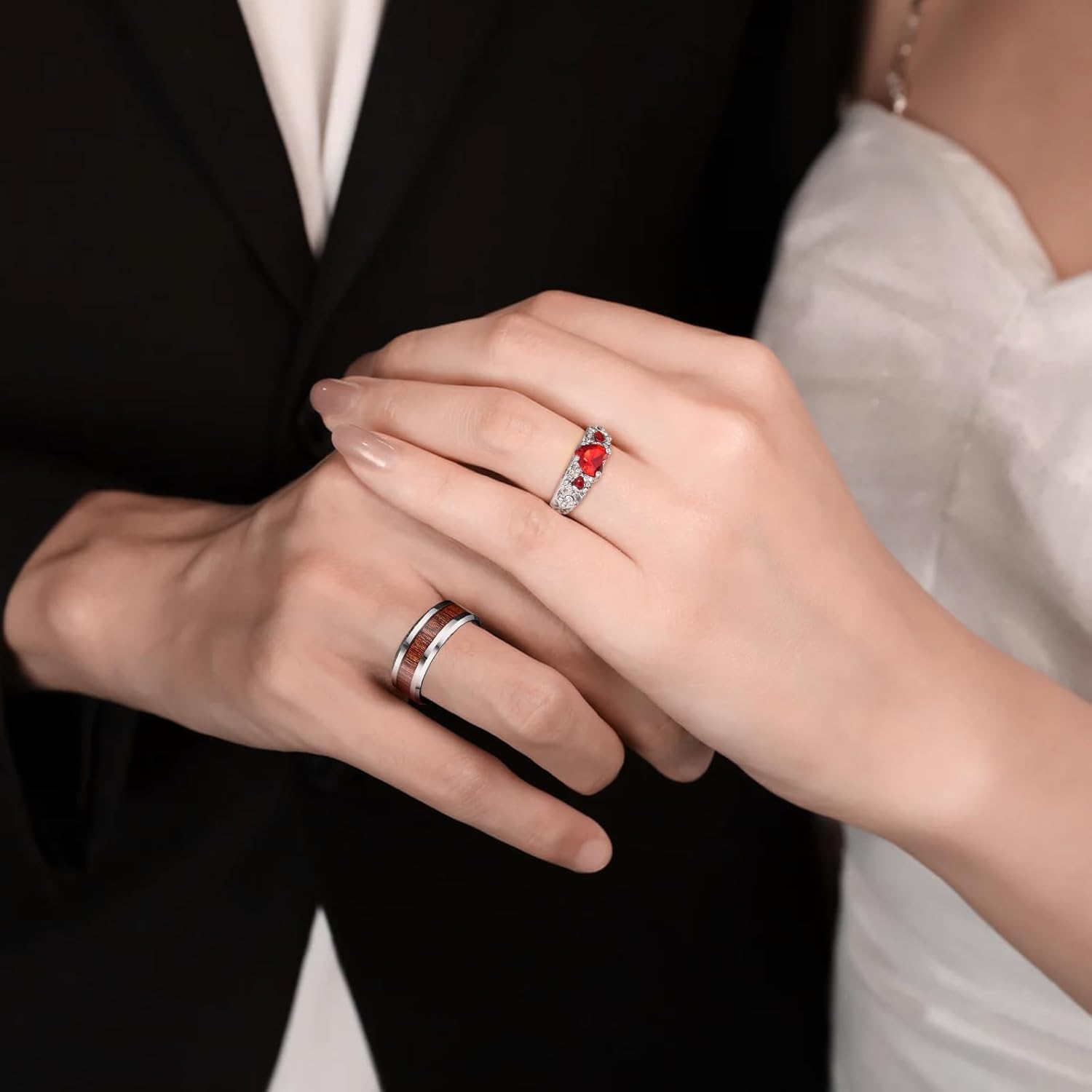 2PCS Personalized Wedding Ring Sets Custom His and Her Promise Rings for Couples Engraved Couples Rings Set Wedding Bands for Him and Her