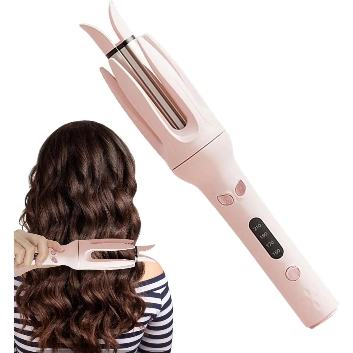 Professional Rotating Curling Iron, Anti-Scald Smart Hair Curler Wand, 4 Temp Settings | Easy Auto Curls & Waves for Beginners