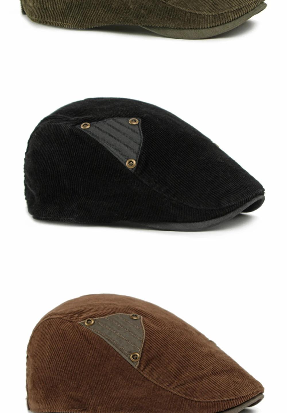HT4977 Berets Autumn Winter Caps for Men Women Artist Painter Corduroy Beret Hat Male Female Ivy Flat Cap Adjustable Beret Caps