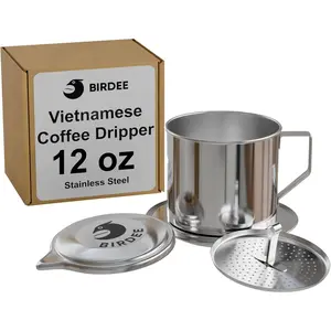 Vietnamese Coffee Dripper - 12 oz, Stainless Steel, Medium Drip Filter, Durable, Dishwasher Safe, for Home Use, Travel, Camping, Gift Sets