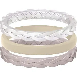 Women's Wedding Bands, Silicone Thin and Stackable Rubber Engagement Ring, Variety Multipack With Breathable Grooves Workout Accessories