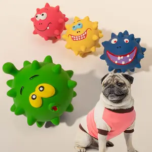 New Arrival Pet Squeaky Toy Latex Ball with Cute Expression Dog Chew Toy for Teeth Cleaning & Boredom Relief