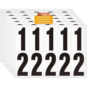 2 inch Self Adhesive Numbers for Mailbox, House Numbers, Reflective Mailbox Number, Trash Cans Number, for Outside, 60 count (Black/White)