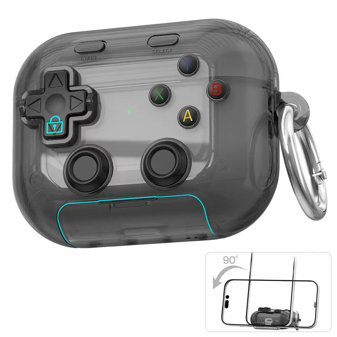 for AirPods Pro 3 Case Cover / AirPods 4 Case Cover, Transparent, with Protection, Pressable Button, Safety Lock & Phone Stand, Cool Funny Game Gifts Case