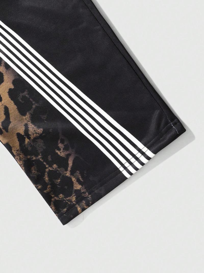 Men's  Letter Print Side Stripe Sweatpants, Athleisure Pants, Casual Street Comfy Pants for Spring & Fall, Men's Trousers for Daily Wear