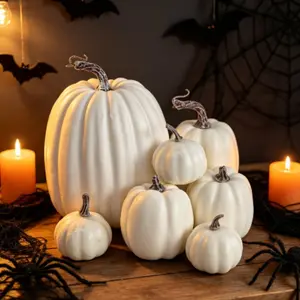 7-Piece Halloween Pumpkin Model Set, Artificial Craft Decorations, Fall Harvest Thanksgiving Ornaments, Various Sizes