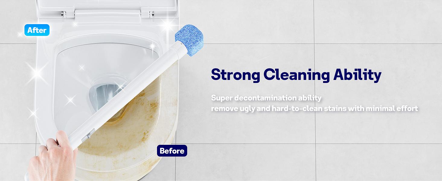 8 Pack Pumice Stone Toilet Bowl Set with 18 in Extra Long Handle,White Holder Case,Pumice Stone for Cleaning, for Cleaning Toilets, Bathtubs, Grills, Swimming Pools, Sinks