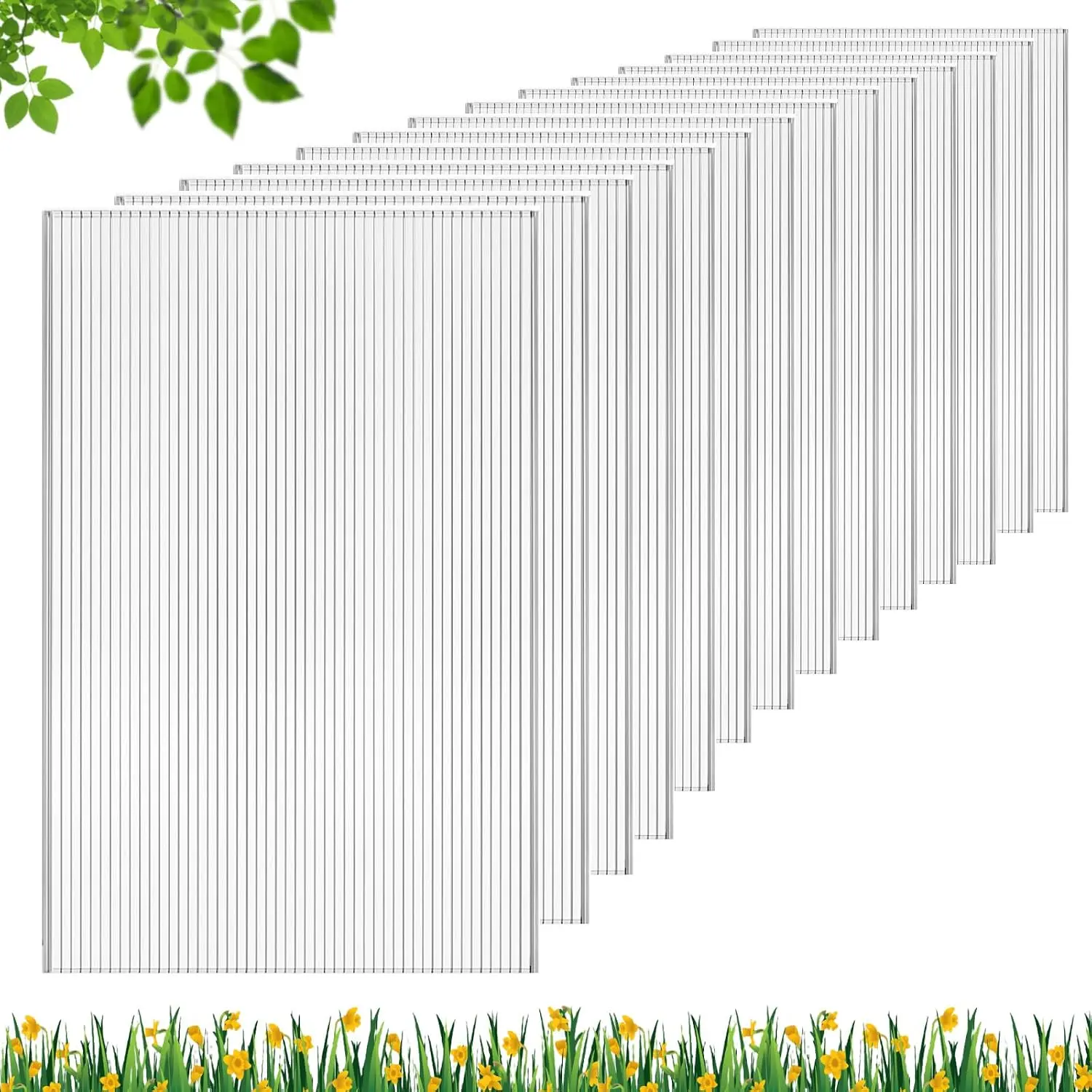 6 count Polycarbonate Greenhouse Panels, 4' x 2' x 0.16'' -Wall Panels, Polycarbonate Sheet for  Weather Outdoor Garden and Greenhouse Covering