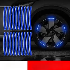 Durable Plastic Reflective Car Wheel Hub Stickers - Universal Anti-Collision Scratch-Resistant Wheel Rim Strips, Sport-Style Car Exterior Accessories for Night Driving Safety