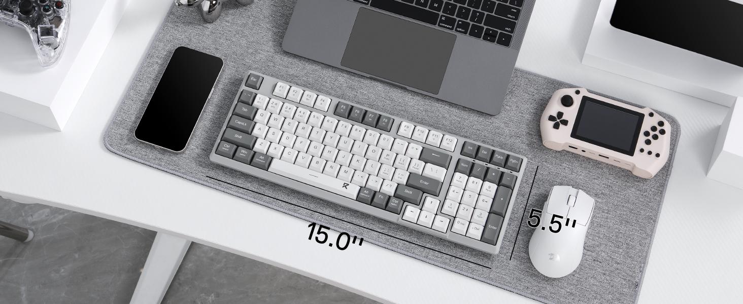 Redragon BK7114 Low-Profile Wireless Computer Keyboard, 98 Keys Slim Office PC Scissors Mechanism Keyboard w/ 2.4G BT Wireless Connection, Tactile Quiet Keystroke, Mixed Color Keycaps