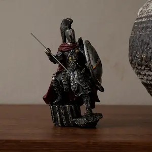 Spartan Warrior Resin Statue Greek Soldier Figurine Vintage Gladiator Sculpture Desk Decor Home Office Decoration Gift for Men Collectible Desktop Ornaments