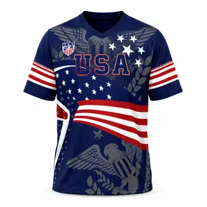 USA Patriotic V Neck Jersey Shirt, American Flag Eagle Graphic Short Sleeve Top for Men Women, 4th of July Summer BBQ Game Day Outfit,clothes,outfits,men's wear,men fashion,summer men clothes,fashion men clothes,4th of july shirts