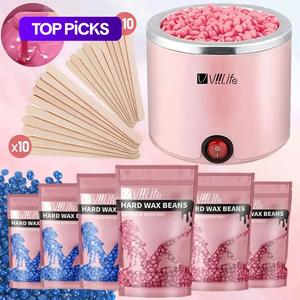 hard wax warmer kit, 1 set wax warmer & accessories, hair removal machine for women and men, beauty & personal care product, cosmetic, body hair depilator hygiene products, waxing kit, wax beads, wax tools