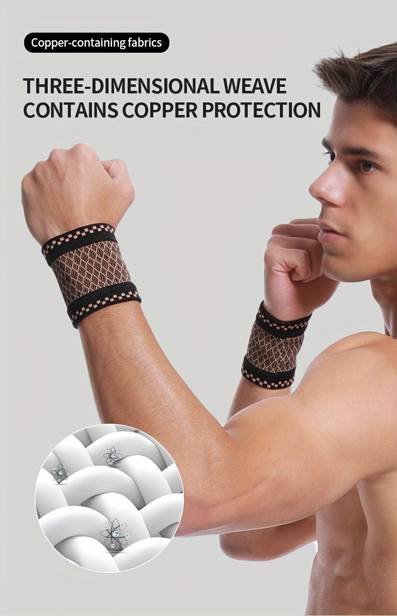 4-piece copper-colored wrist compression bracelets, soft wrist support bands, suitable for support during sports, fitness, and typing