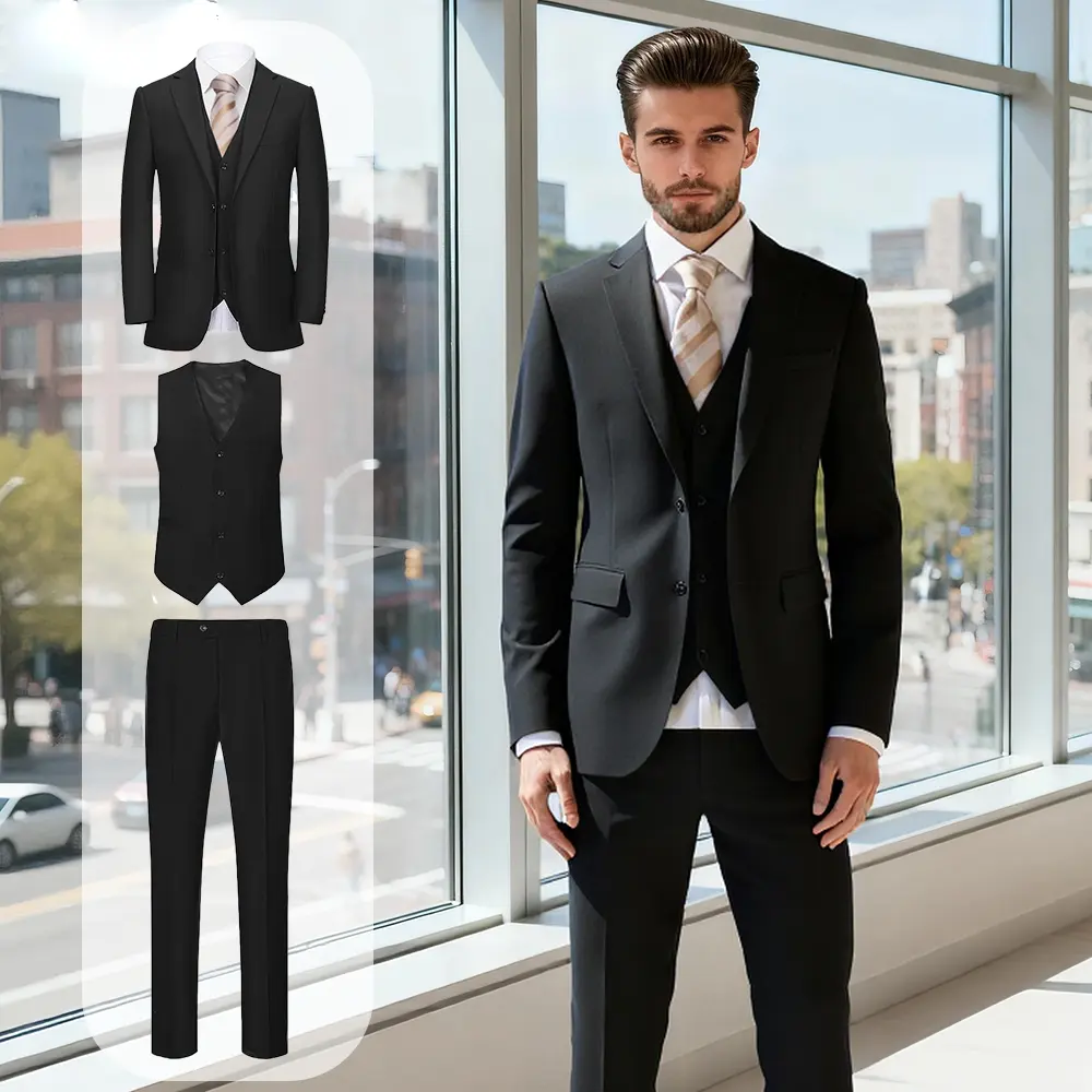 Luxury Classic 3-Piece Suit | Blazer + Vest + Trousers | Refined Craftsmanship | Work & Special Events