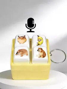 4 Buttons Stress Relief Keychain, Voice Activated Toy, My Knife Shield & Bibo La Sound, Fun Interactive Accessory, Perfect for Relaxation