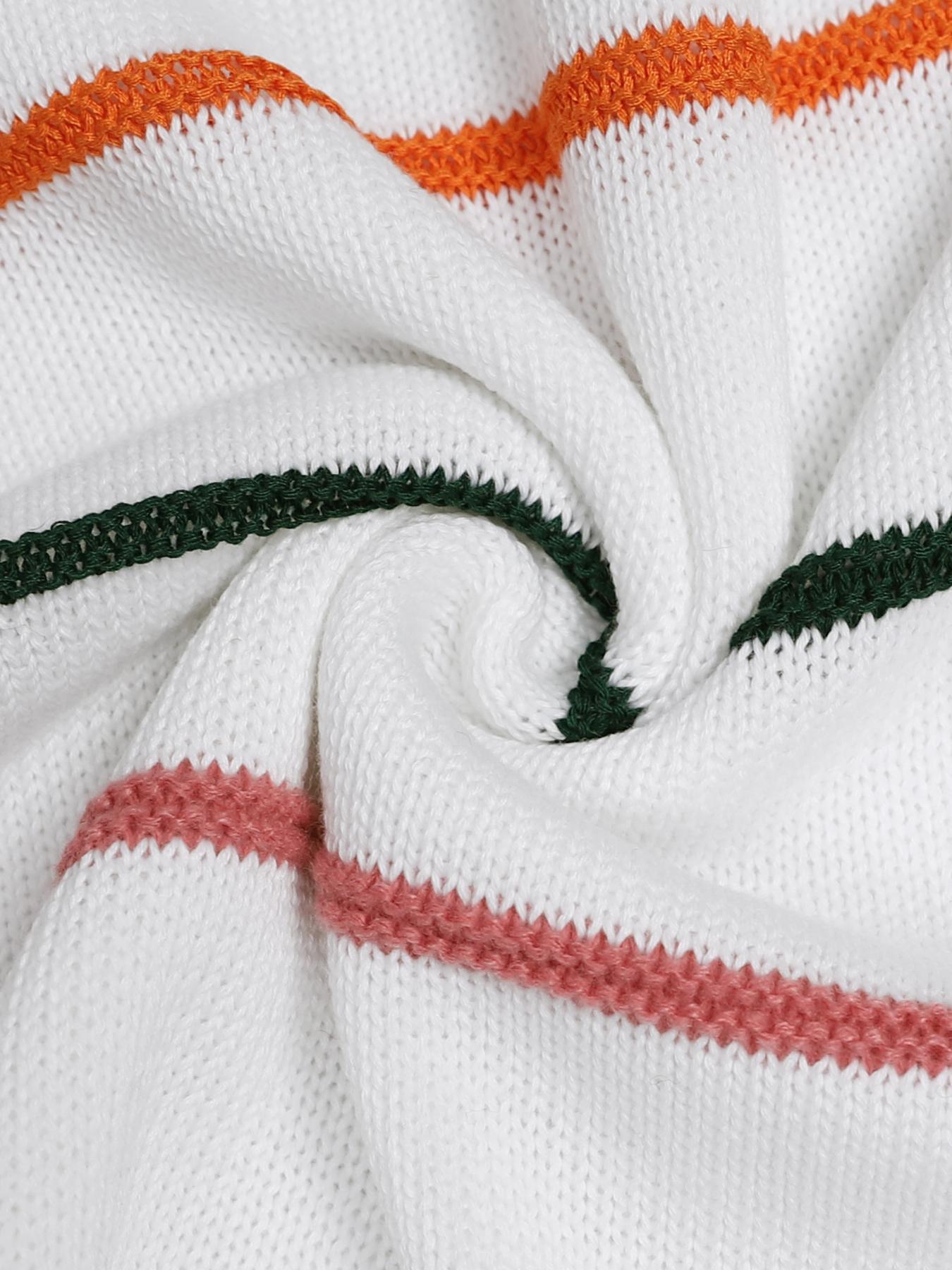 Women's Striped Print Sweater, Casual Short Sleeve Round Neck Jumper for Daily Wear, Ladies Knitwear for Spring & Fall