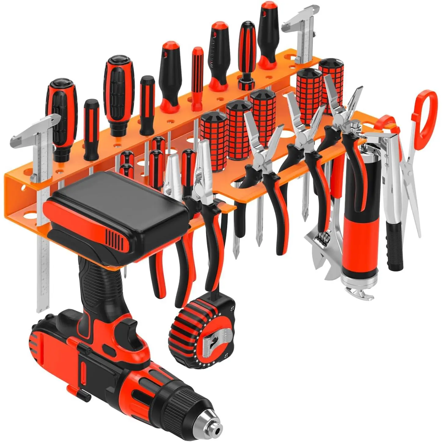 Metal  Organizer, Wall Mount Plier Organizer Hammer Holder, Hand Tool Storage Rack for Garage Workshop Workbench(orange, 1 count)
