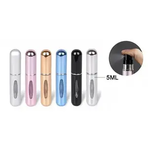 6pcs 5ML Portable Perfume Atomizer, Mini Aluminum Spray Bottle, Refillable Cosmetic Container, Ideal for Alcohol-Based Liquids