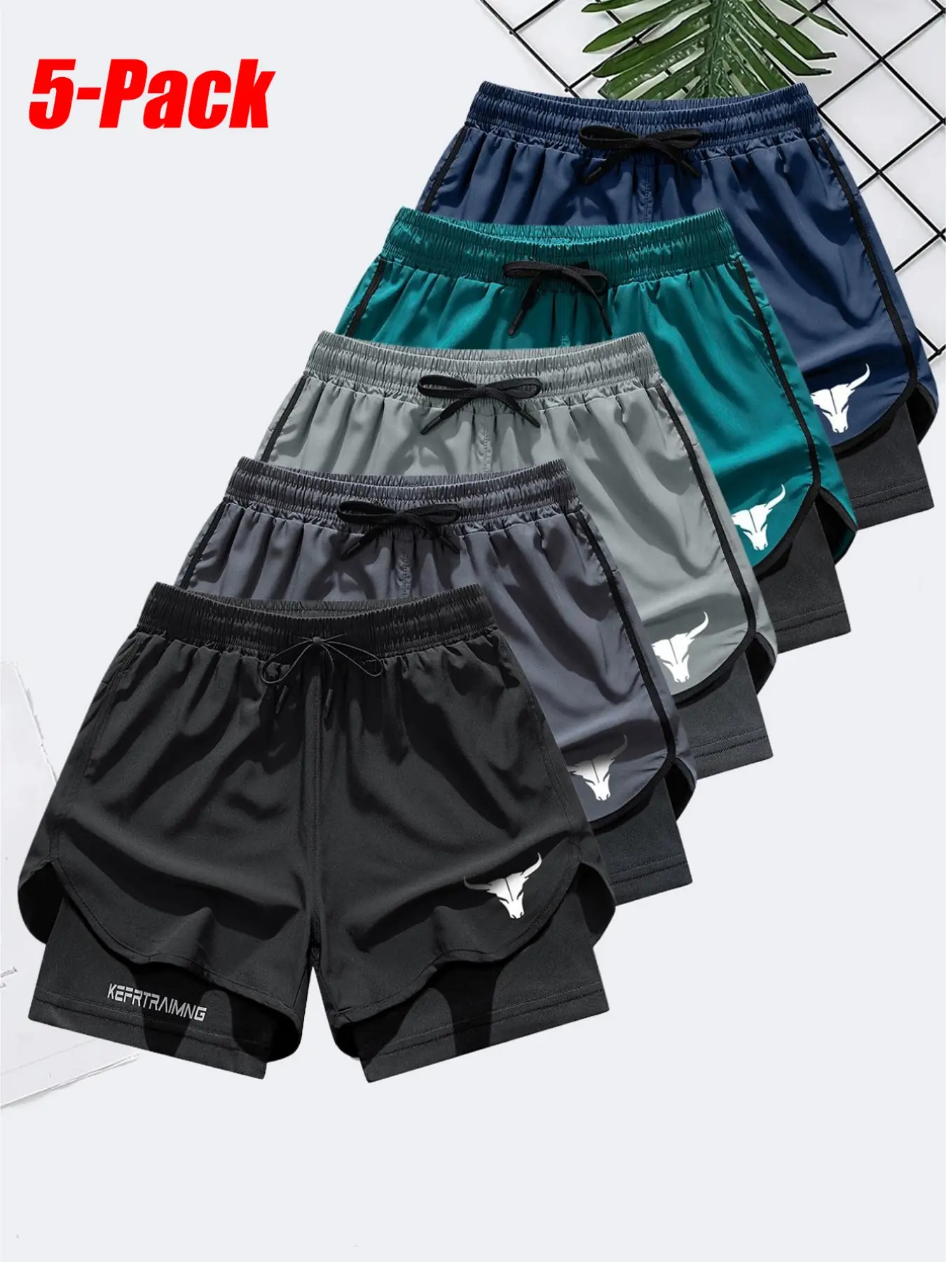 Summer Men's Bull Elastic Shorts with Pockets, Casual Quick-Dry Running Breathable Three-Quarter Pants, Comfortable Fitted Design, Lightweight Workout Shorts, Casual Comfy Shorts, Breathable Sports Shorts