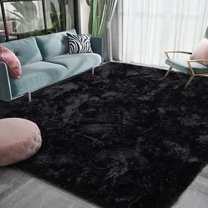 Modern Long Pile Polyester Fiber Rug, Rectangular Carpet for Living Room & Bedroom, Home Use, Multiple Sizes Available, Fluffy Area Rug